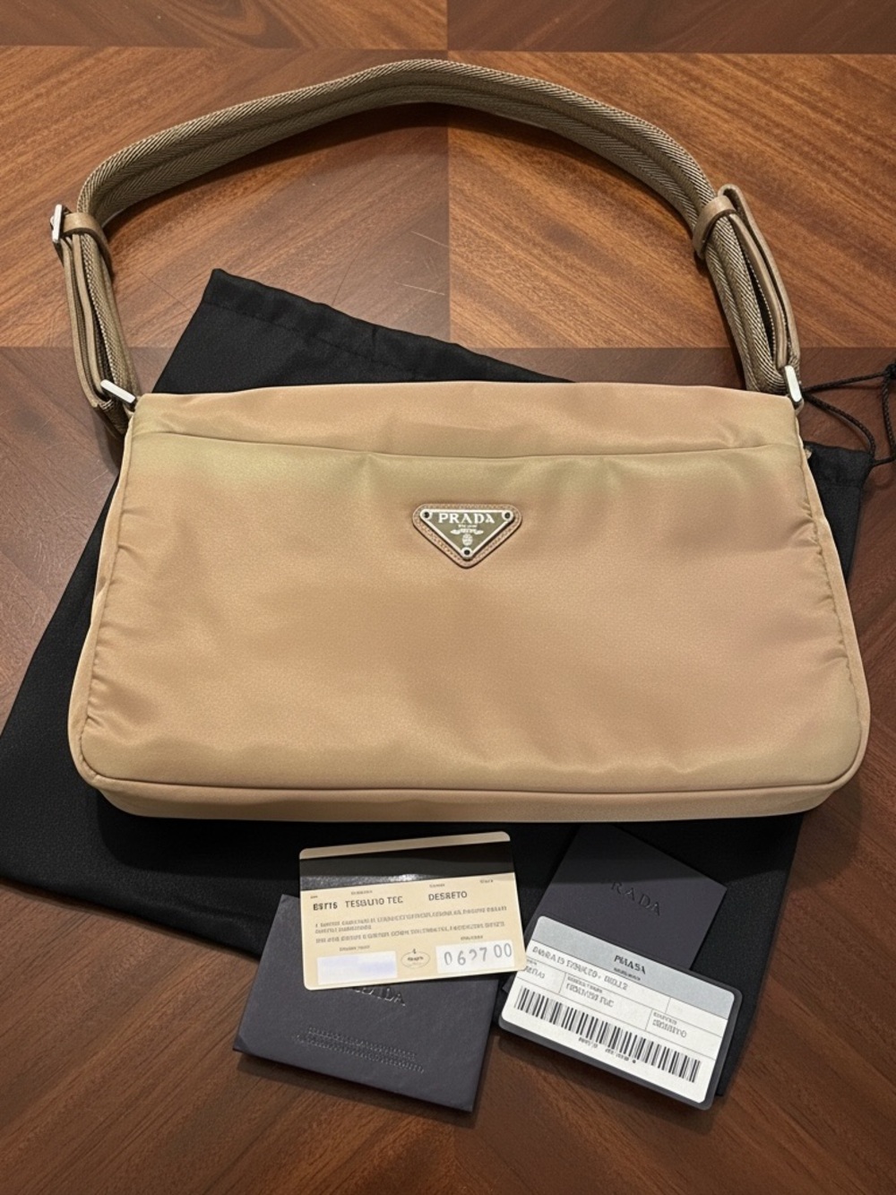 VINTAGE PRADA Beige Shoulder Bag - Tessuto Deserto 90’s shoulder bag - Picture 11 of 12